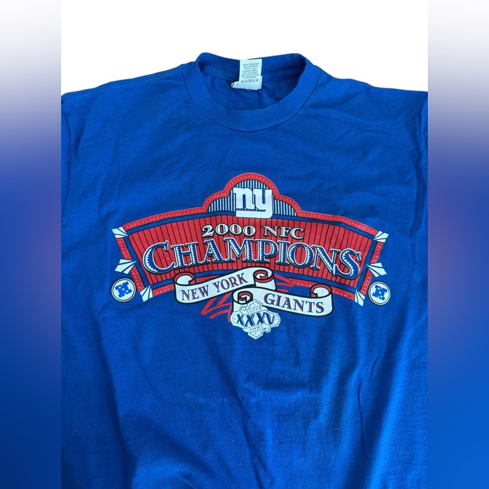 NWOT New York Giants 2000 NFC Champions Lee Sport Blue T-Shirt - Picture 5 of 8